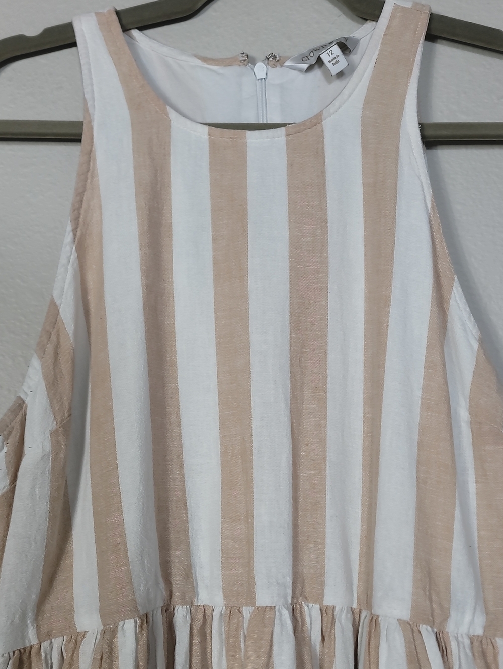 Crown & Ivy Linen Blend Striped Maxi Dress Size 12 Pockets Coastal - Picture 5 of 11